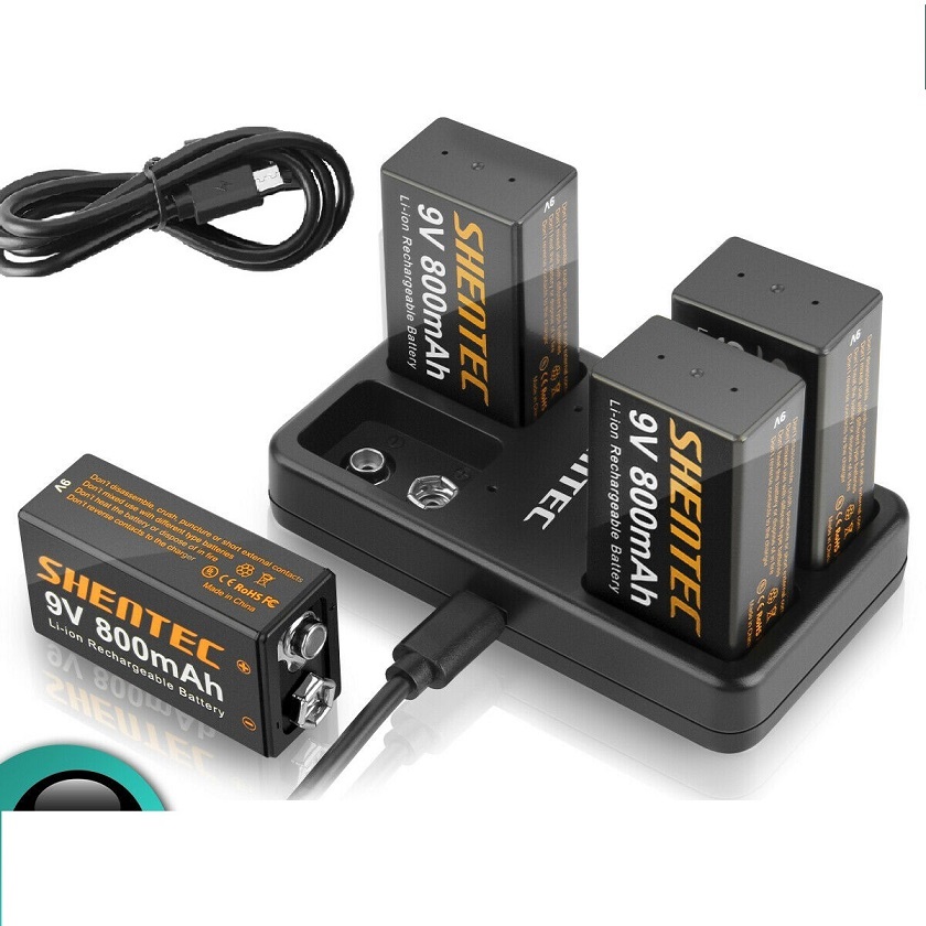 akku für 4 slot USB charger + 9 volt block Lthium rechargeable Li-ion (kompatibel) - zum Schließen ins Bild klicken