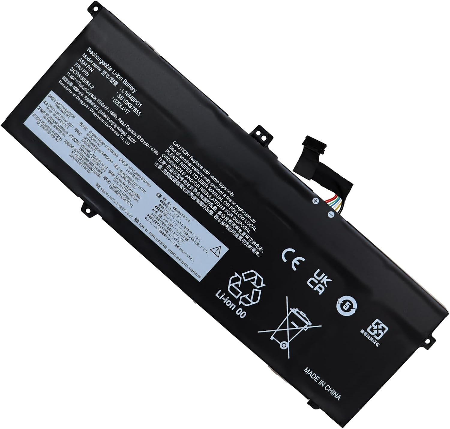akku für L18M6PD1 Lenovo ThinkPad X13 X390 X395 L18M6PD2 02DL018 L18C6PD1 11.46V 48Wh